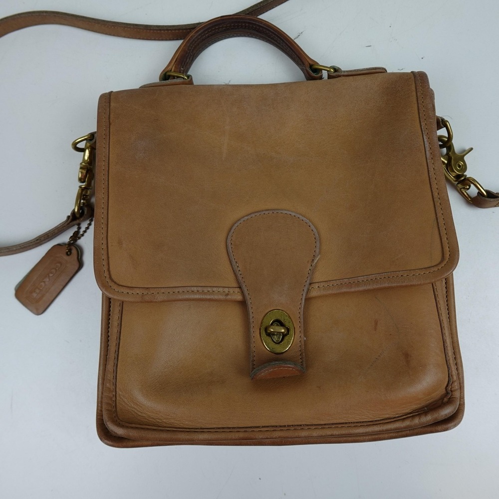 Vintage 1980s Coach Crossbody Shoulder Bag Womens Small Brown Leather USA - Picture 2 of 14
